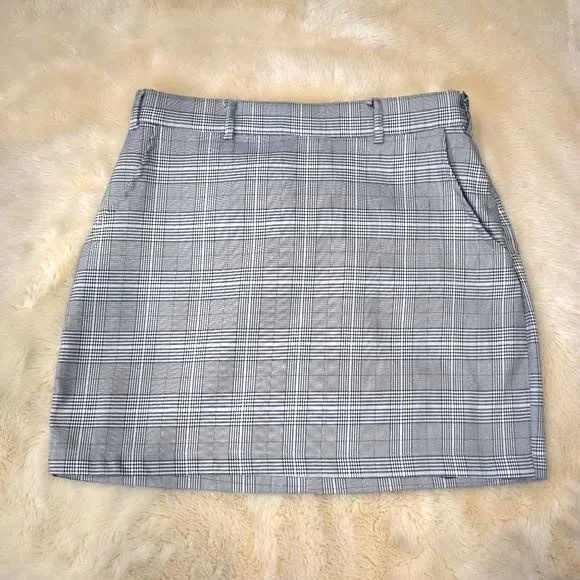 Wild Honey Gray Black Plaid Mini Skirt Size M Pockets Y2K Preppy Grunge - Picture 3 of 10